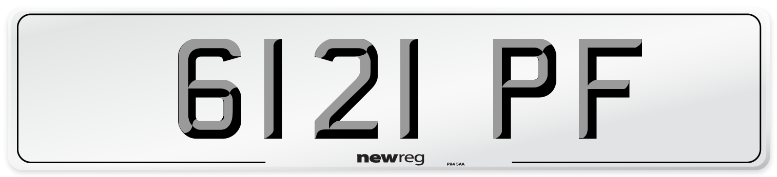 6121 PF Number Plate from New Reg